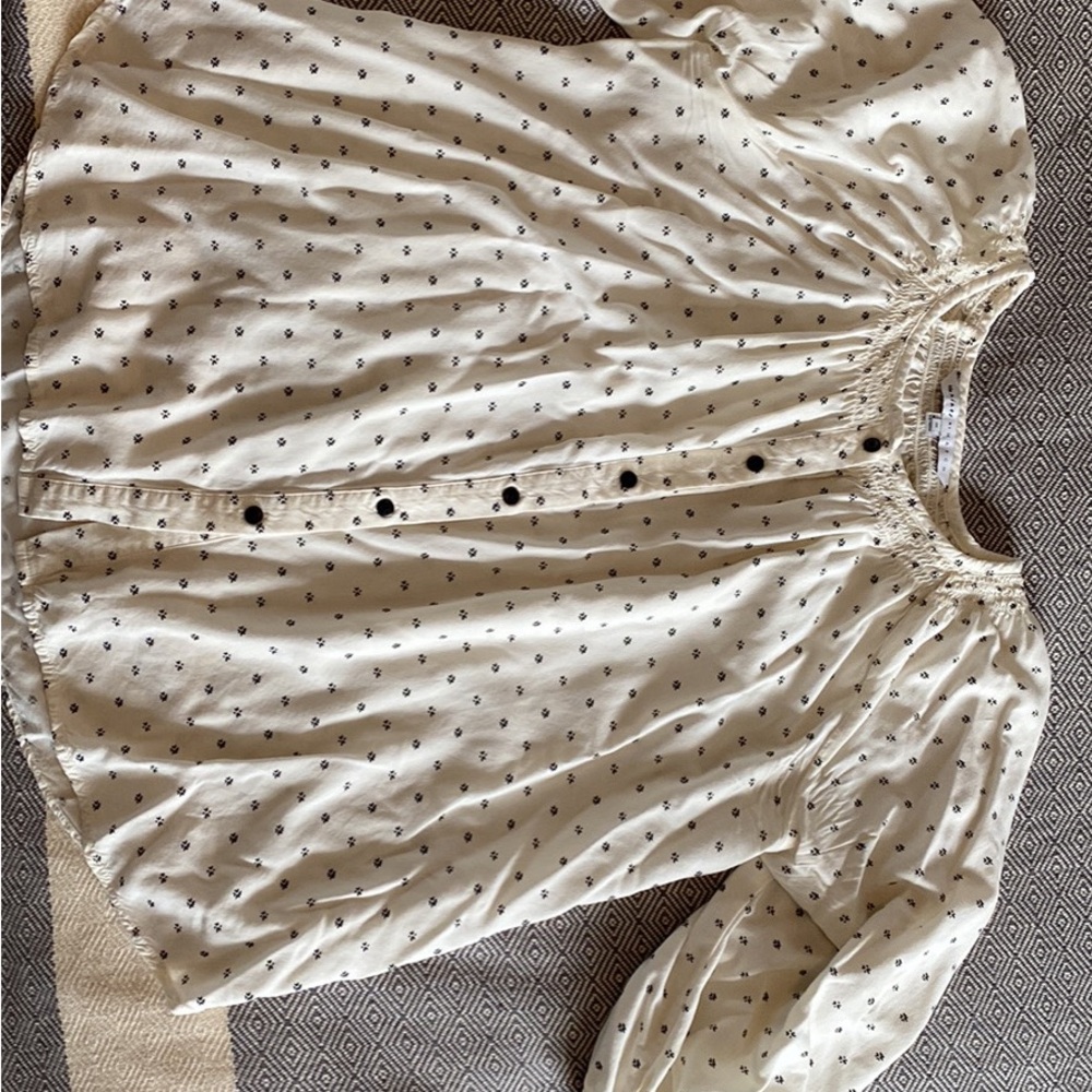 The Nines by HATCH Cream Blouse with Black Dots